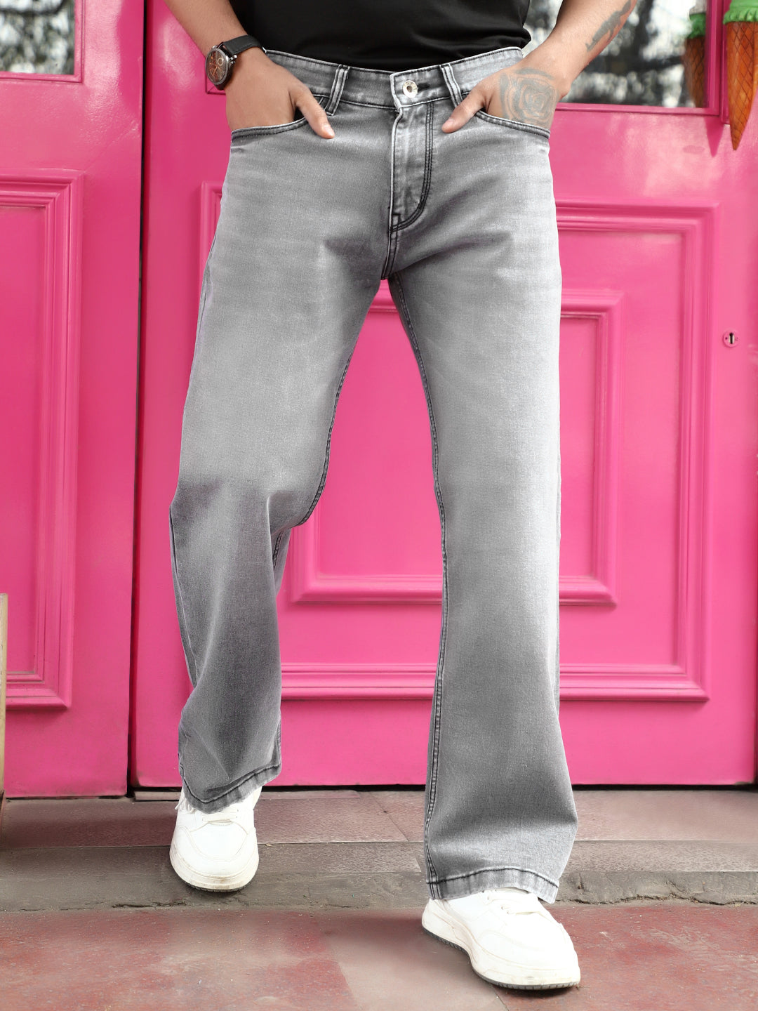 Valente Light Grey Denim Bootcut Jeans