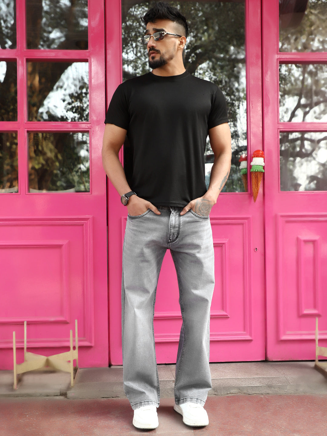 Valente Light Grey Denim Bootcut Jeans