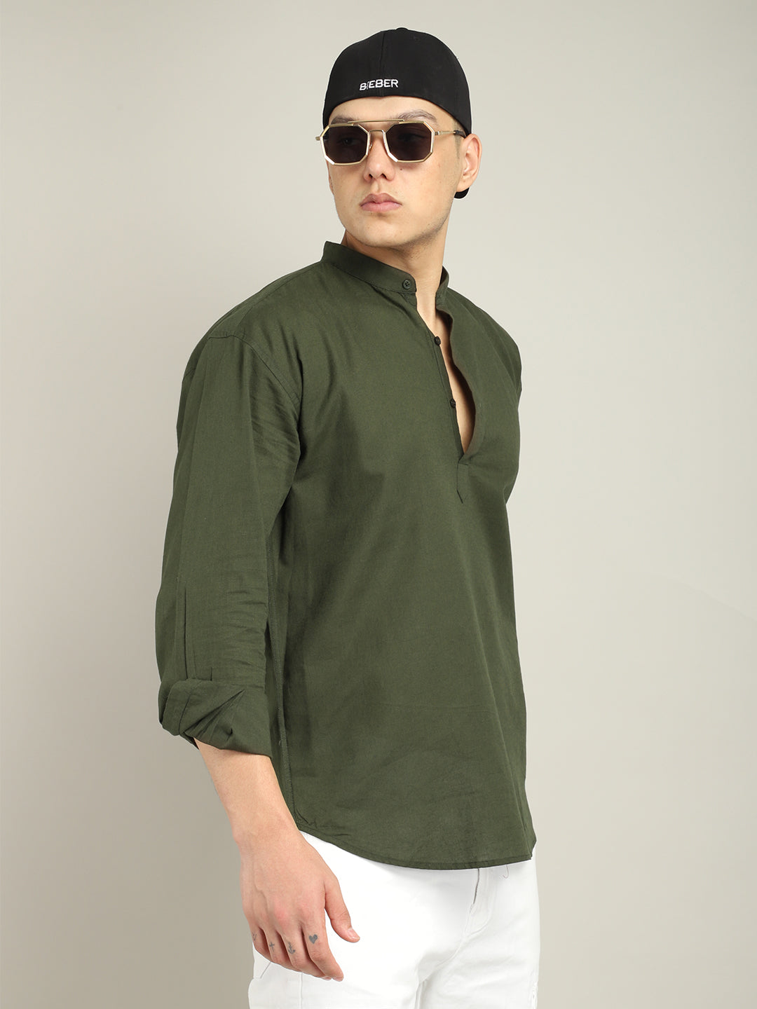 Ennead Dark Green Kurta Shirt