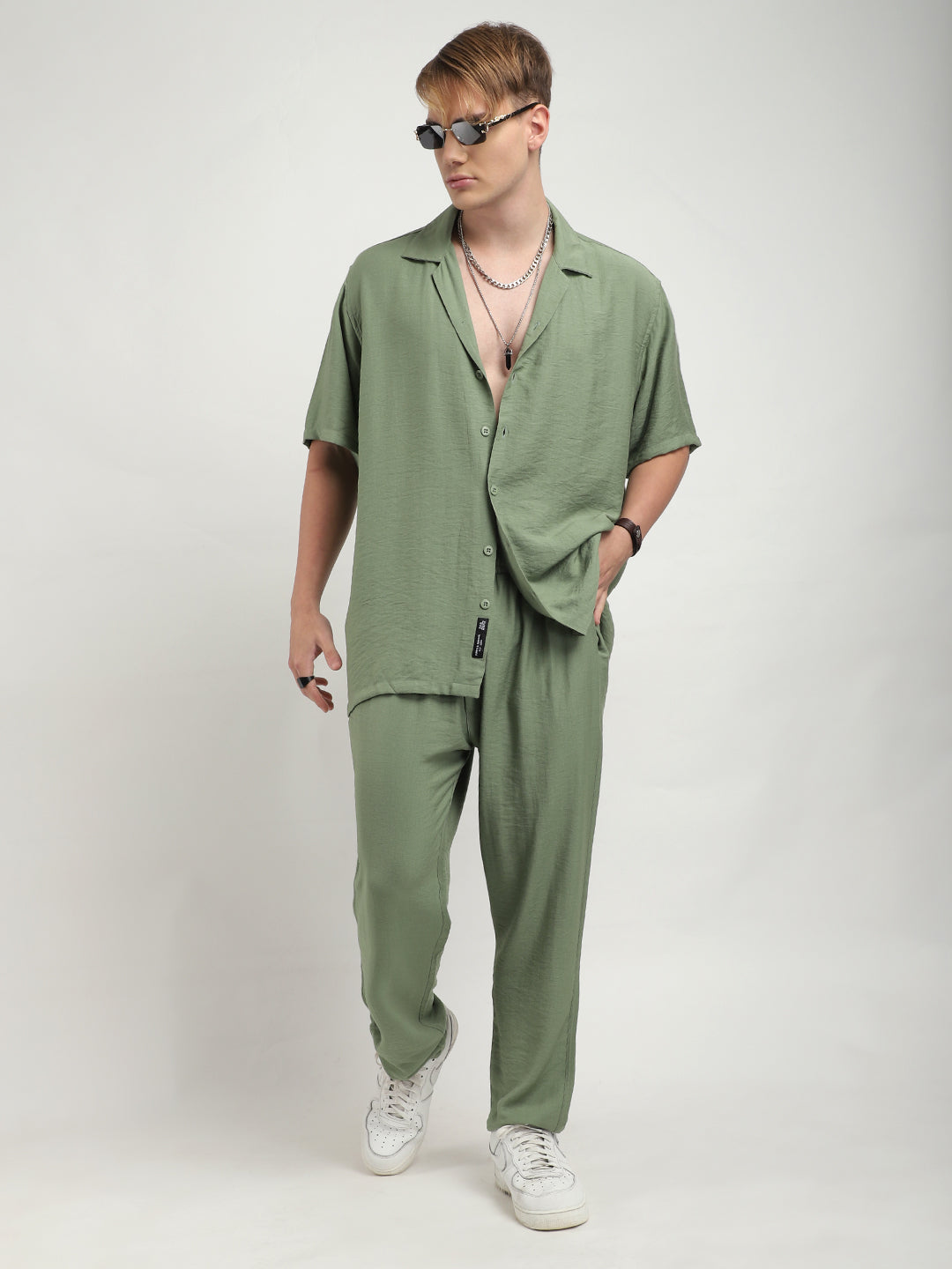 Linen Atlantica Pista Green Co-Ord Set