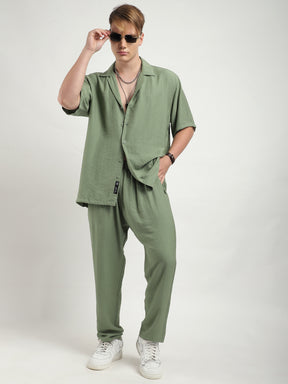 Linen Atlantica Pista Green Co-Ord Set