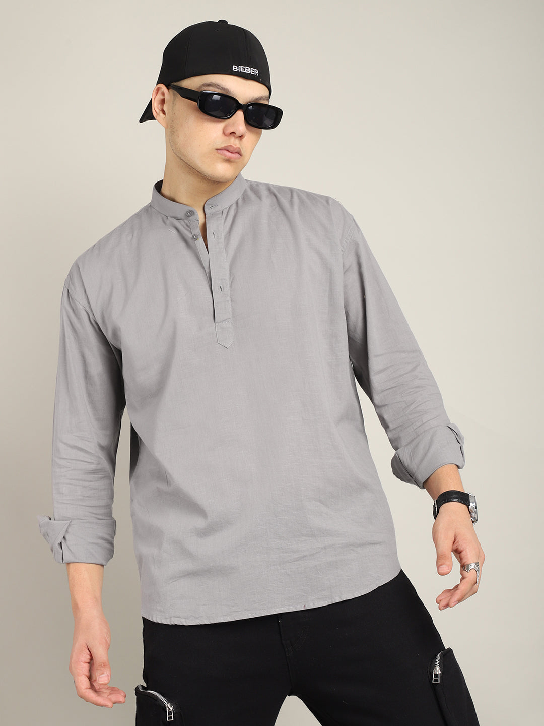 Ennead Grey Kurta Shirt