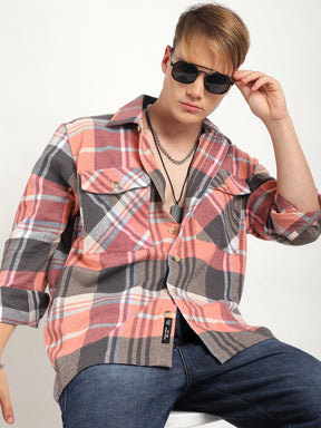 Grosvenor Palade Check Pink Full Sleeve Shirt