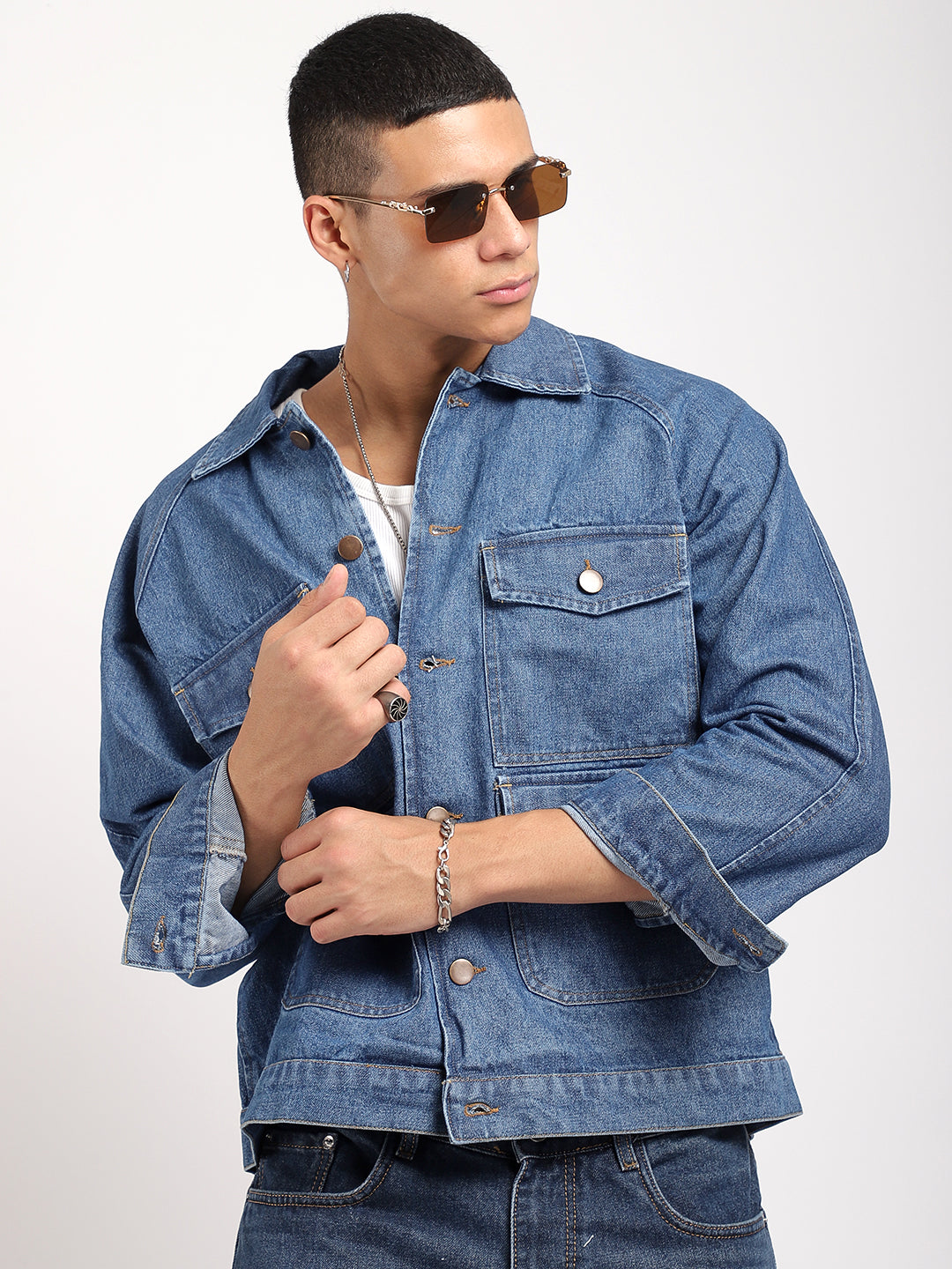 Oxford Essentials Ocean Blue Denim Jacket 4 Pocket