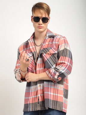 Grosvenor Palade Check Pink Full Sleeve Shirt