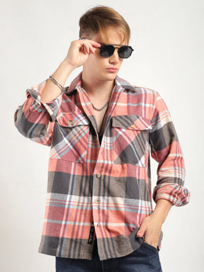 Grosvenor Palade Check Pink Full Sleeve Shirt