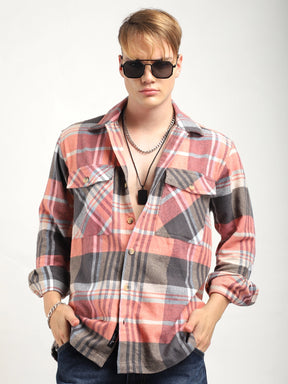 Grosvenor Palade Check Pink Full Sleeve Shirt