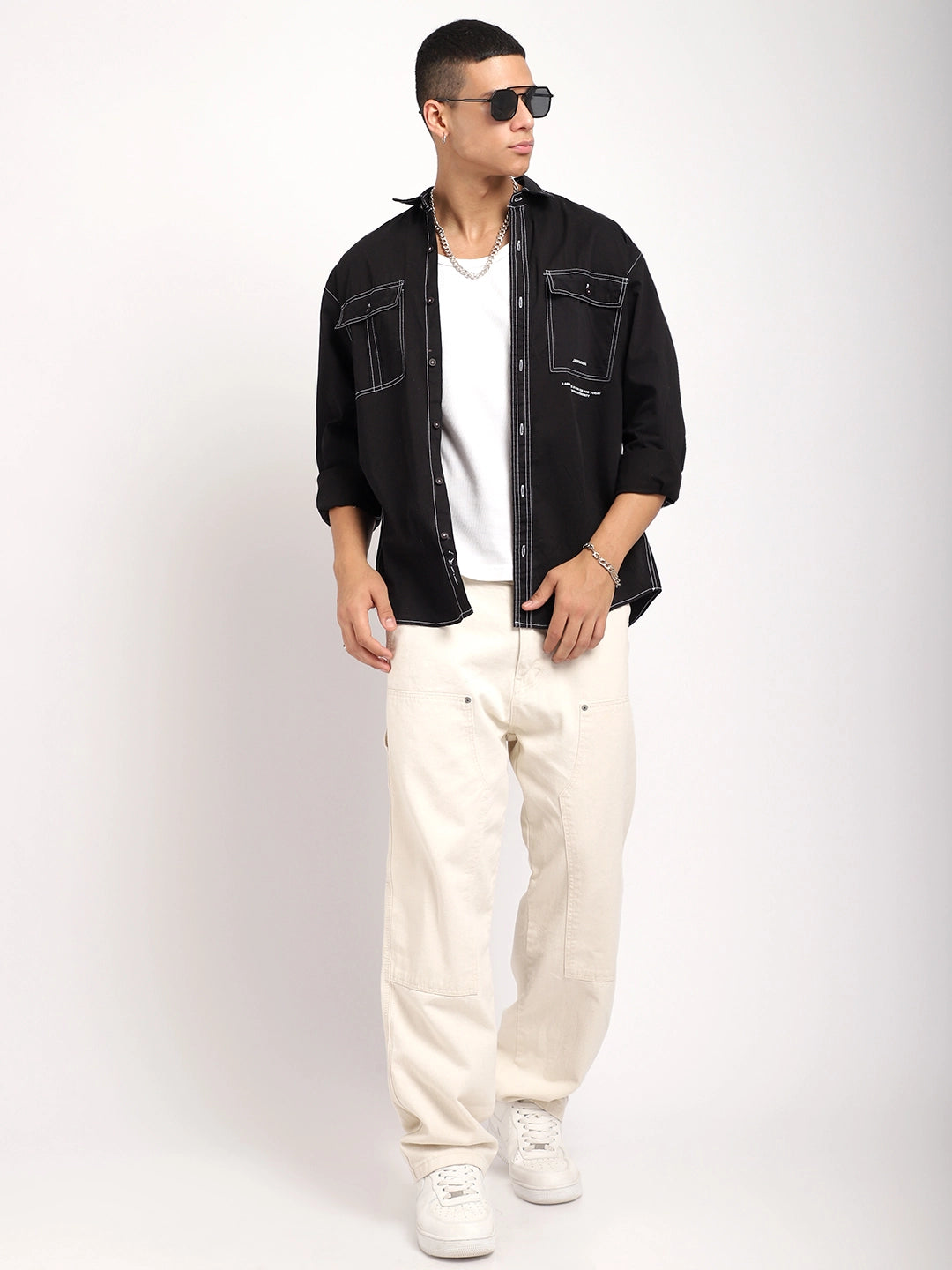 Fabric Lorenzo twilled Black Full Sleeve Shirt