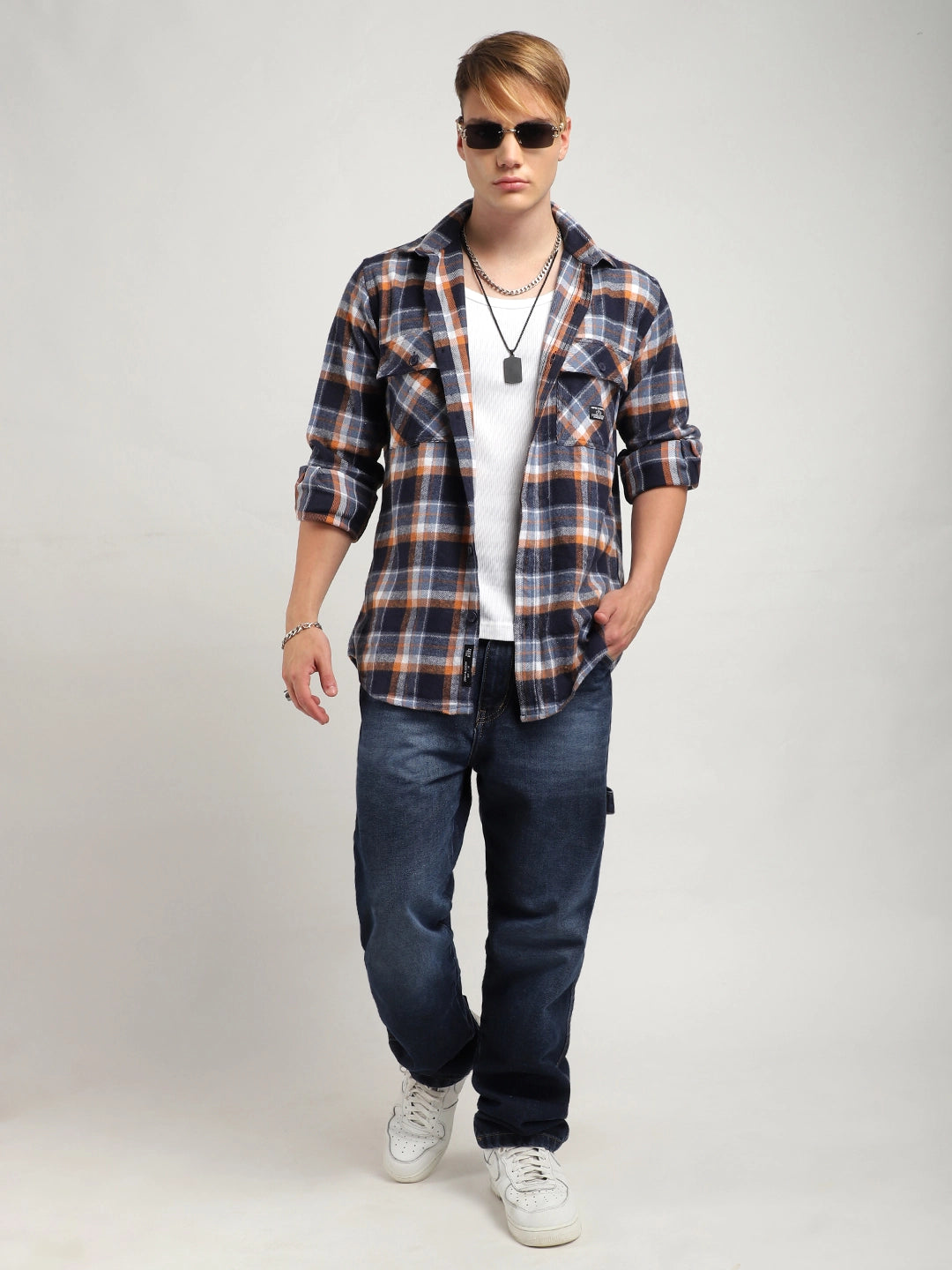 Grey Check Full Sleeve Shirt