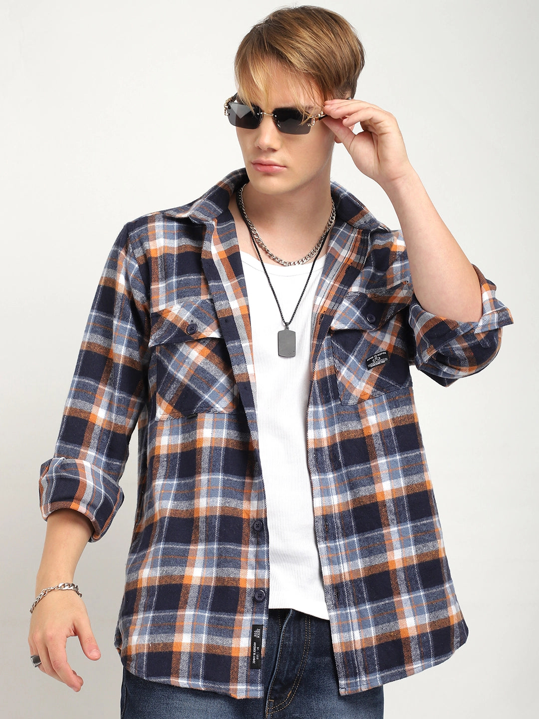 Grey Check Full Sleeve Shirt