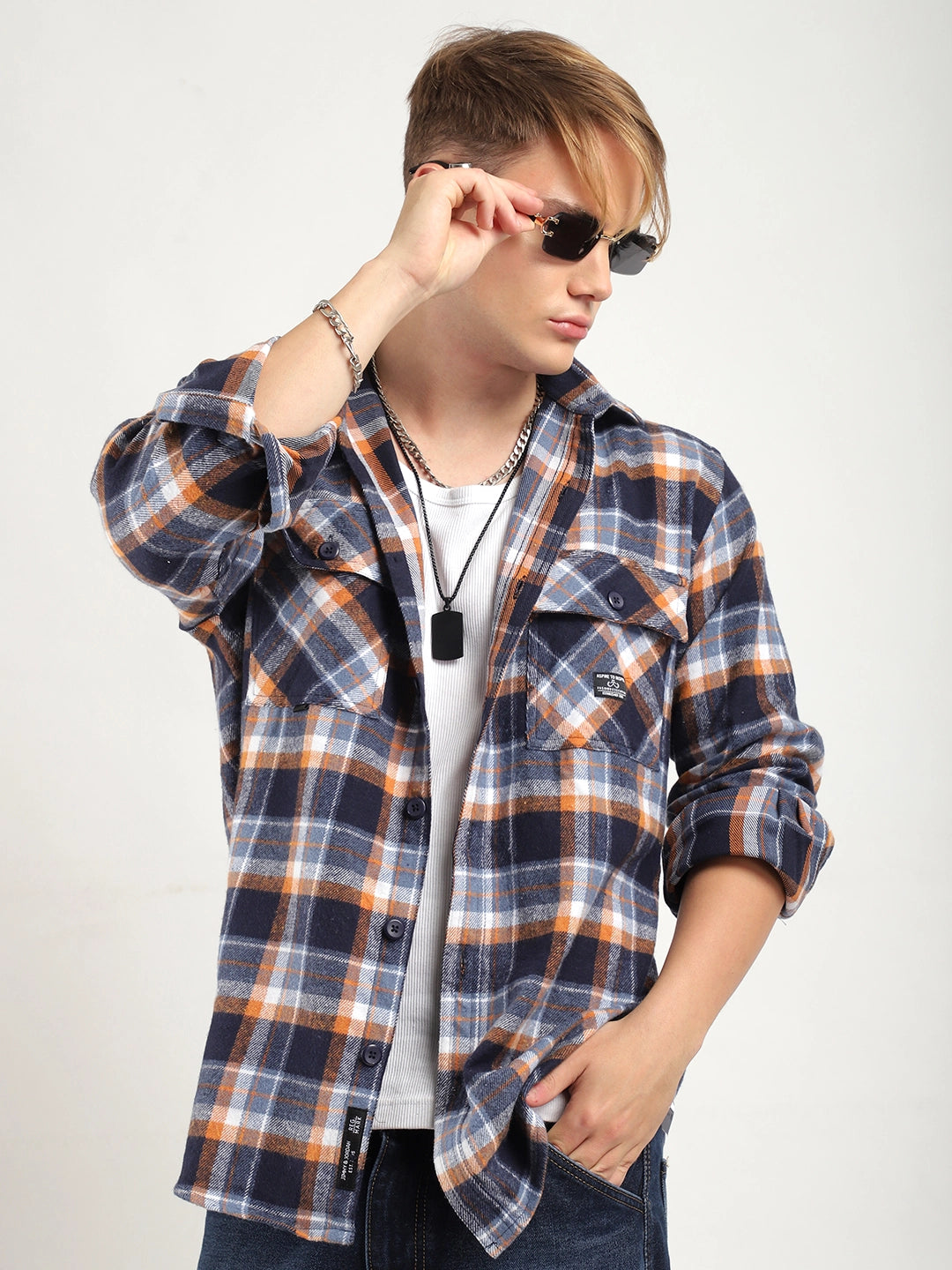Grey Check Full Sleeve Shirt