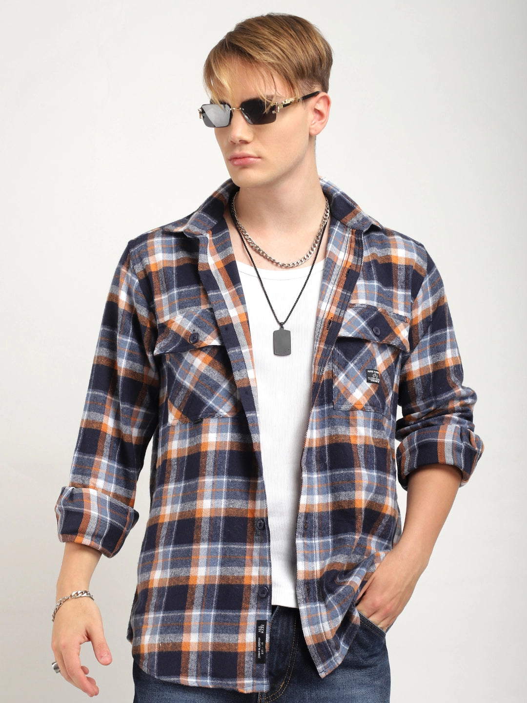 Grey Check Full Sleeve Shirt