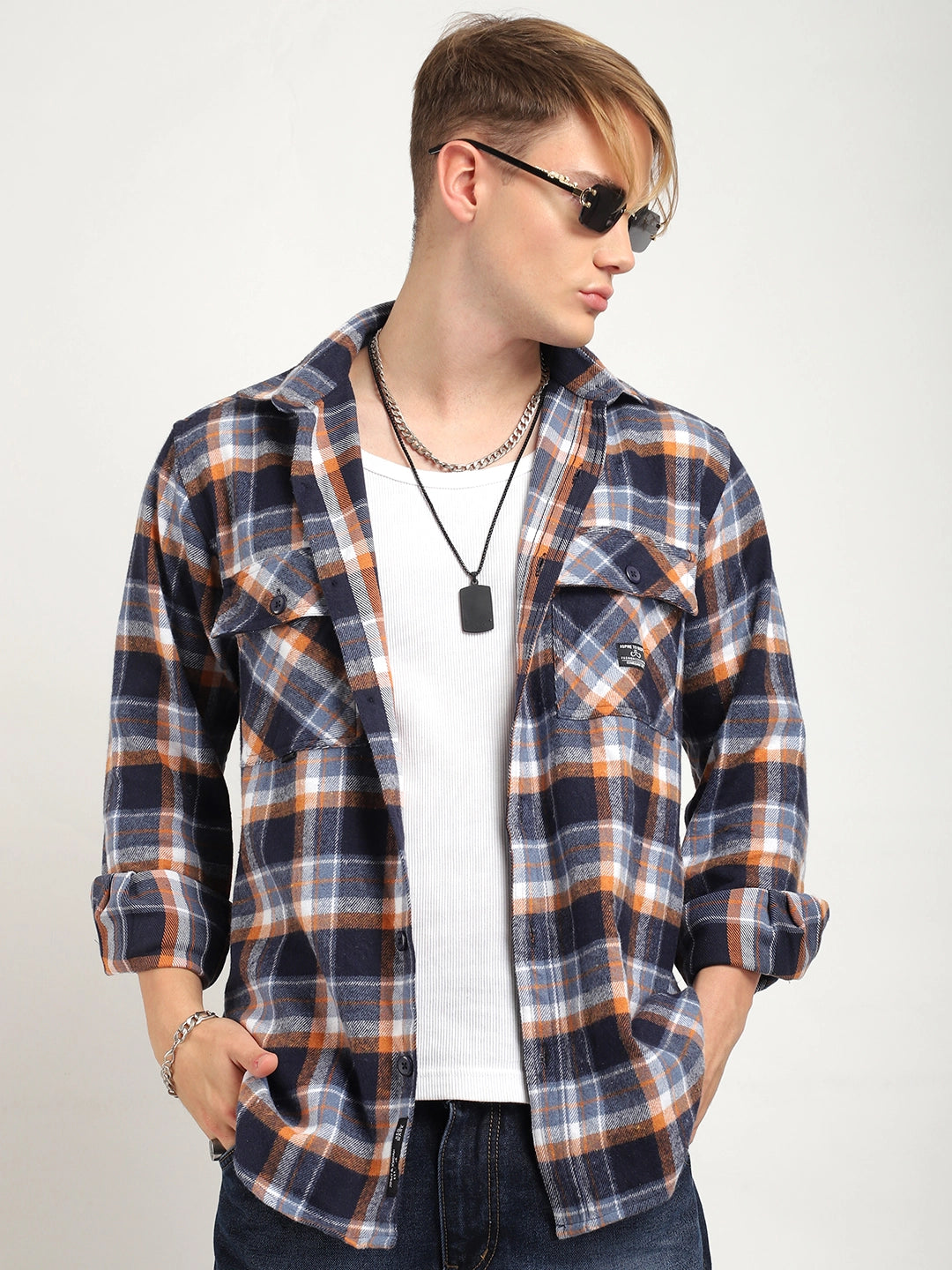 Grey Check Full Sleeve Shirt