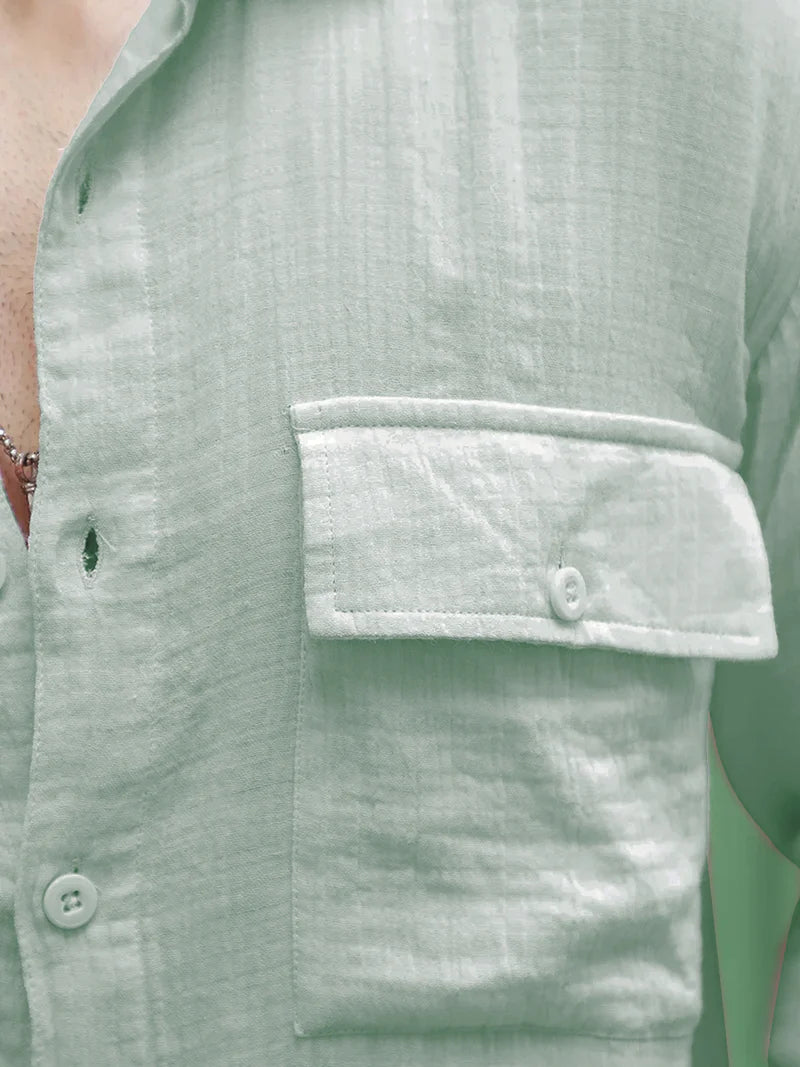 Vero Vibe Lucas Double Clothe Pistachio Green Shirt