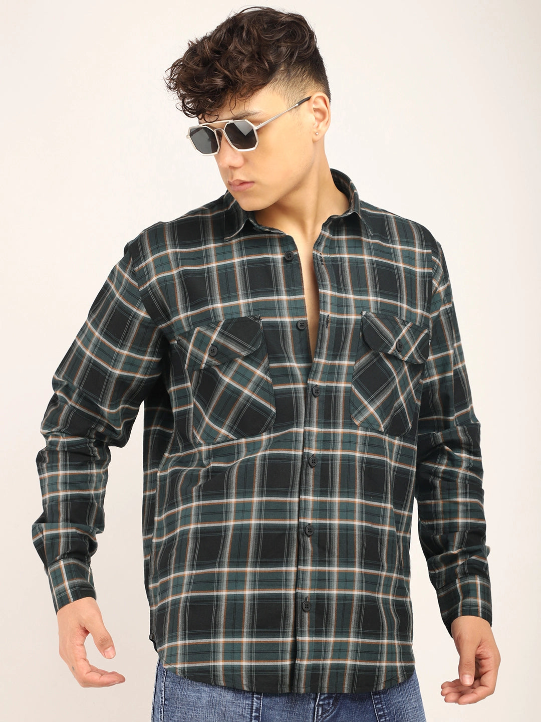 Checksque Dark Grey Full Sleeve Check Shirt