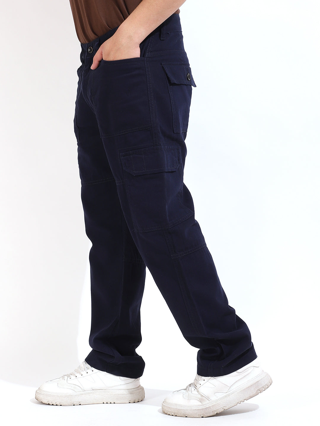 Navy Cotton Twill Baggy Fit Cargo