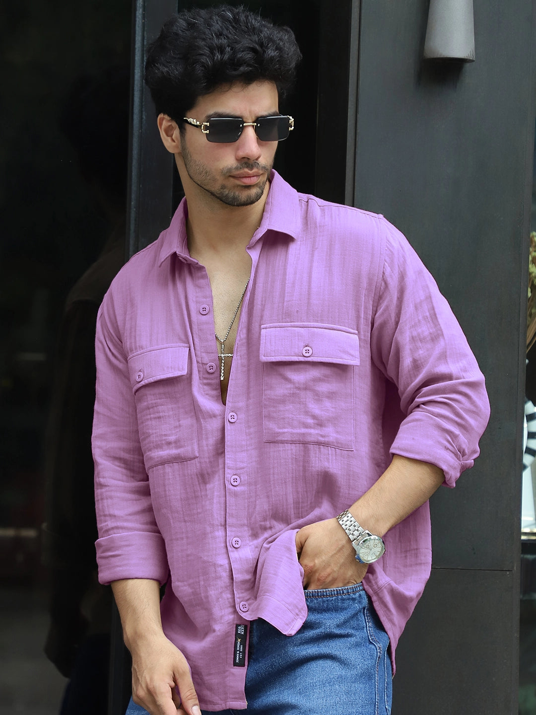 Vero Vibe Lucas Double Clothe Lavender Shirt