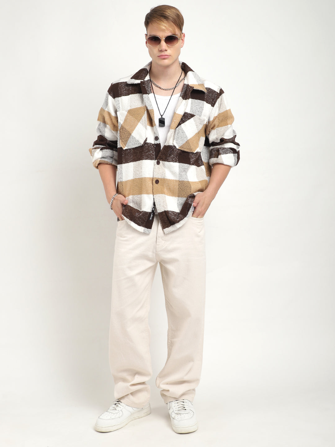 Men Check Shacket