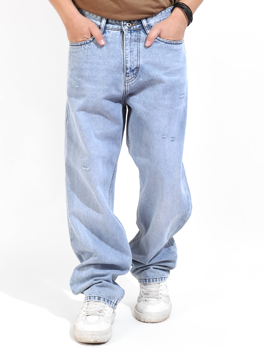 Tint Blue Baggy Fit Denim Jeans