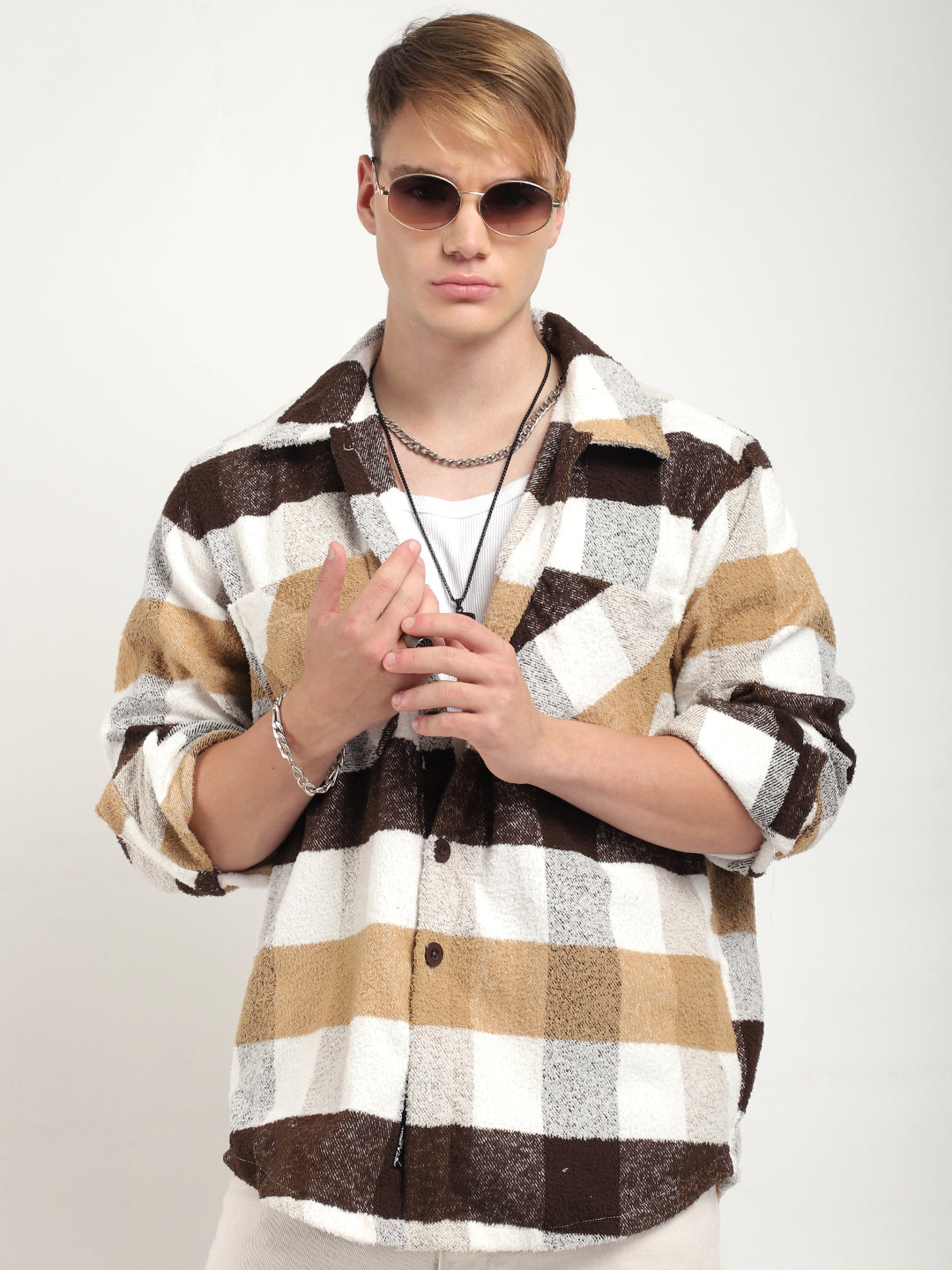 Men Check Shacket