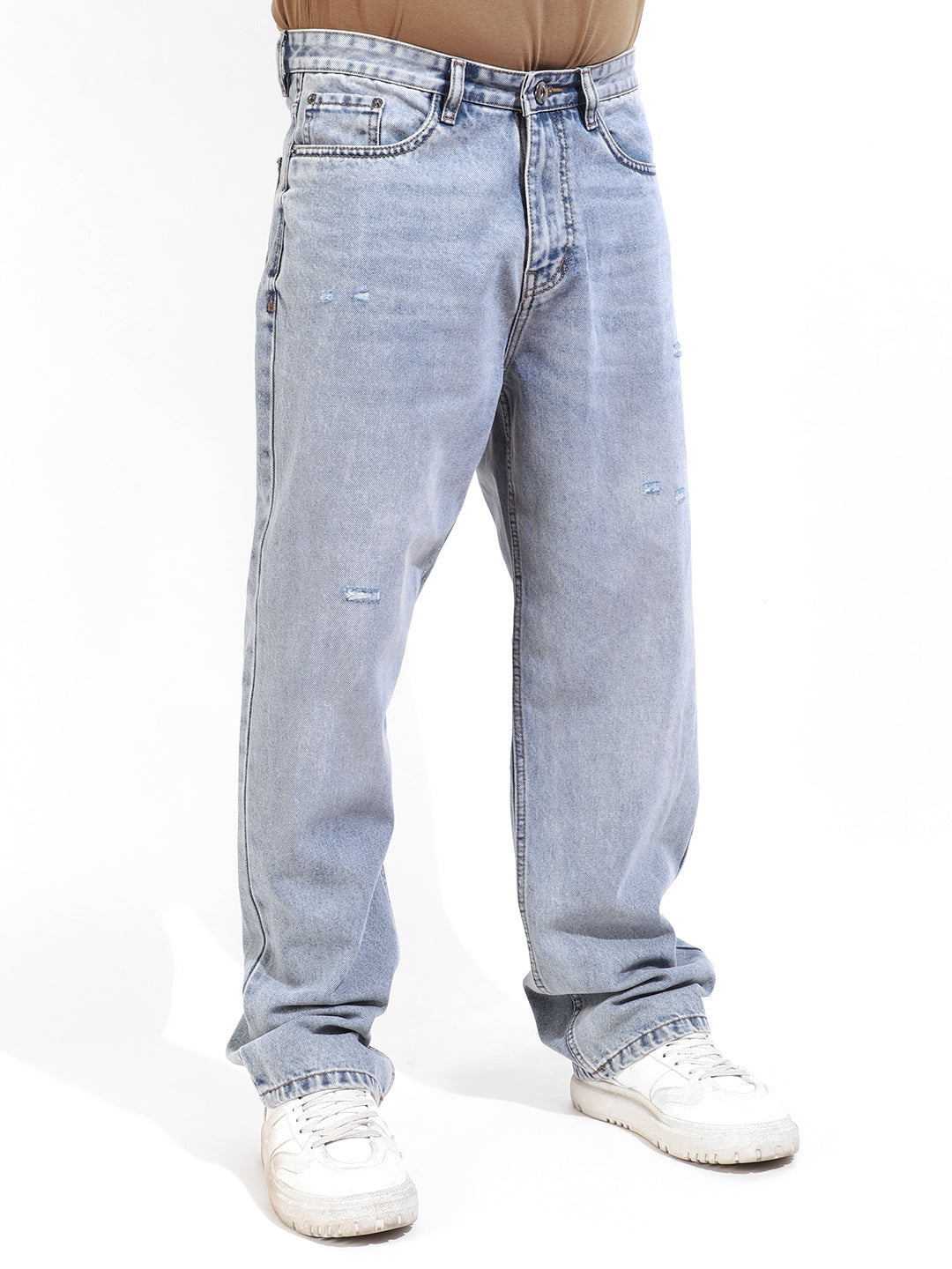 Ice Blue Baggy Fit Denim Jeans