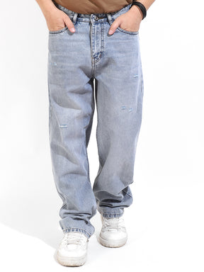 Ice Blue Baggy Fit Denim Jeans