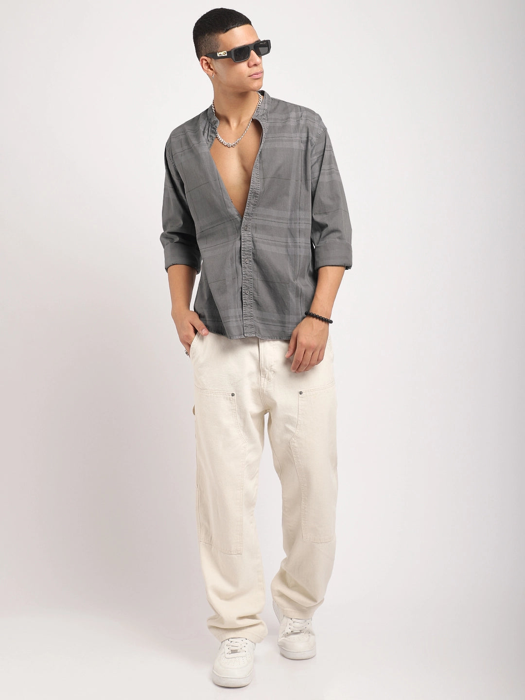 Grey Cotton Shits Men
