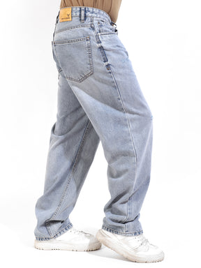 Ice Blue Baggy Fit Denim Jeans