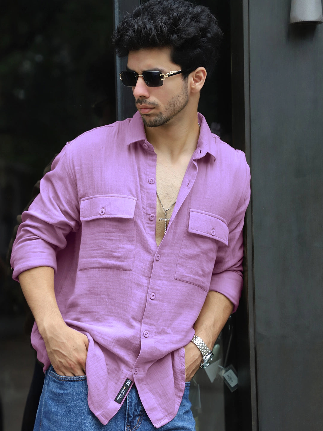 Vero Vibe Lucas Double Clothe Lavender Shirt