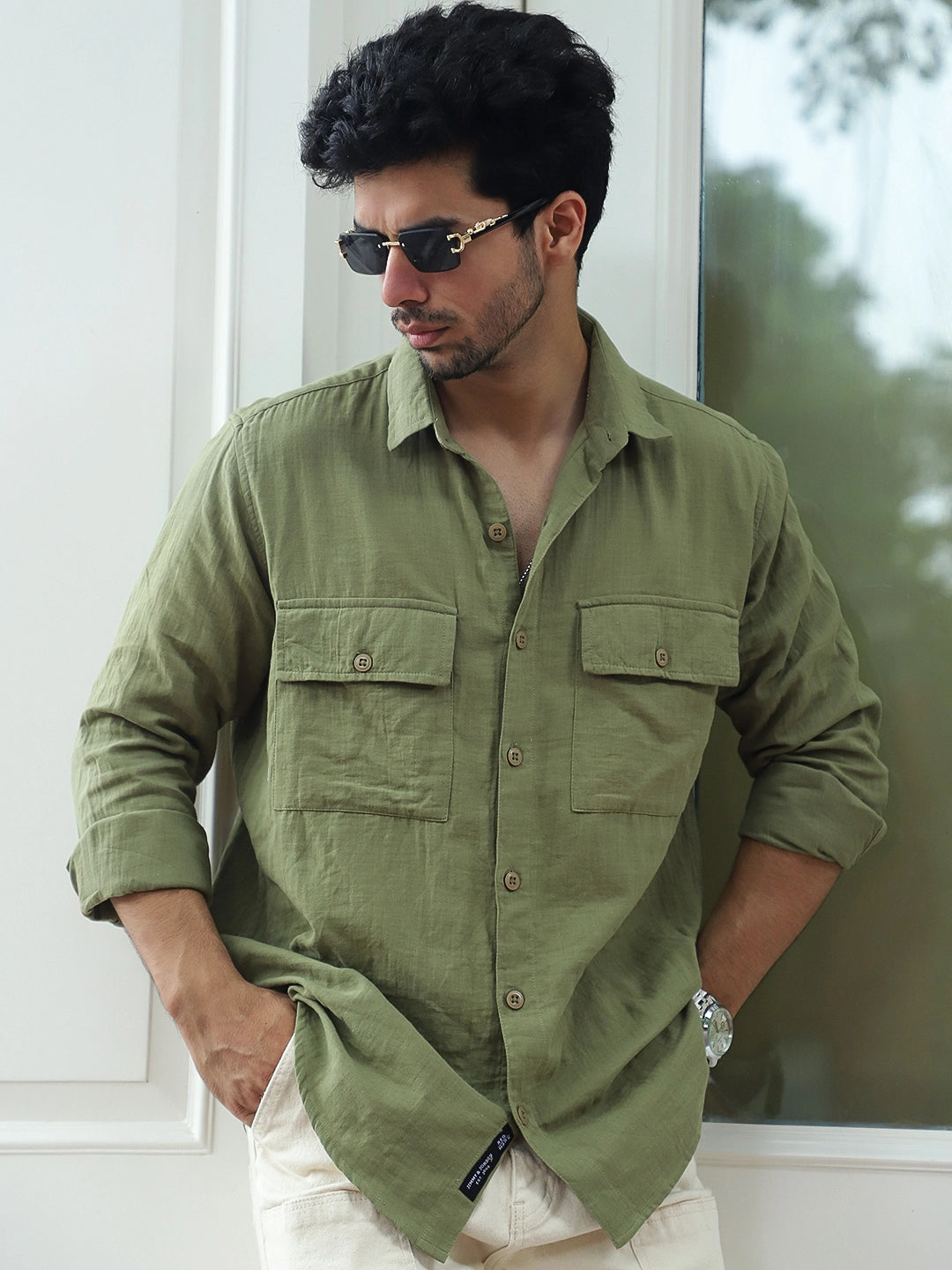 Vero Vibe Lucas Double Clothe Moss Green Shirt