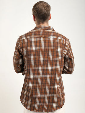 Street Wear Brown & Off White Check Full Sleeve Shirt