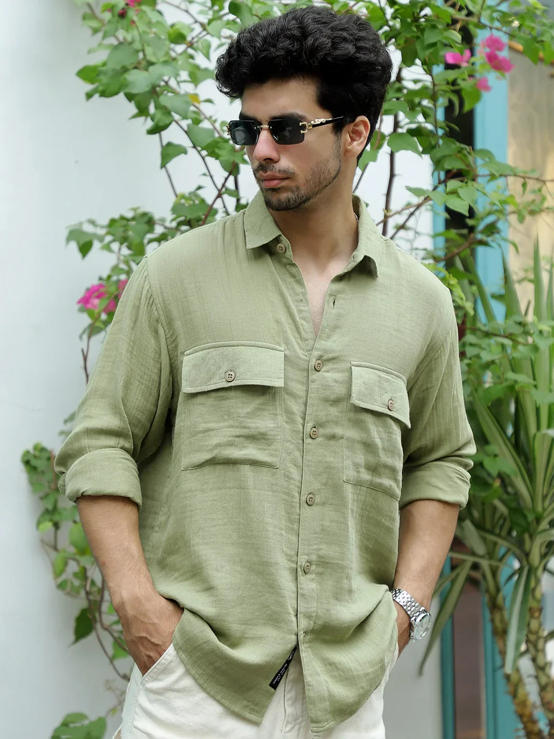 Vero Vibe Lucas Double Clothe Mint Green Shirt