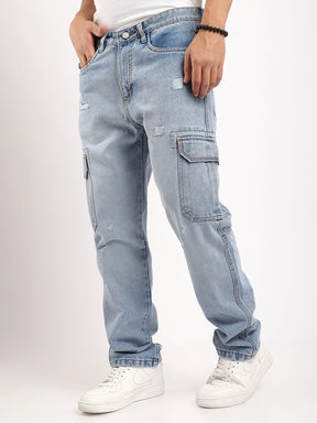 Zoom Rough Light Blue Denim Cargo