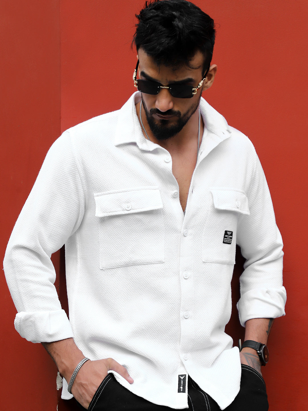 Tuscan White Texture Full Sleeve Shirt