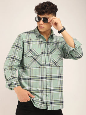 Checksque Sea Green Full Sleeve Check Shirt