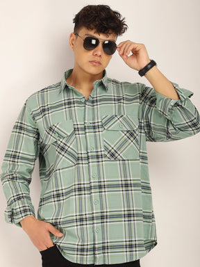 Checksque Sea Green Full Sleeve Check Shirt