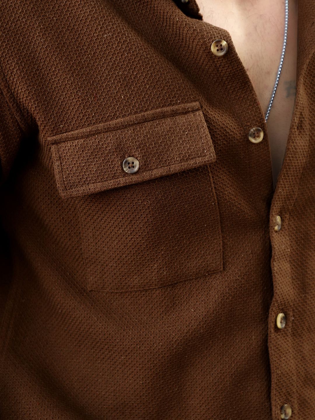 Tuscan Brown Texture Full Sleeve Shirt