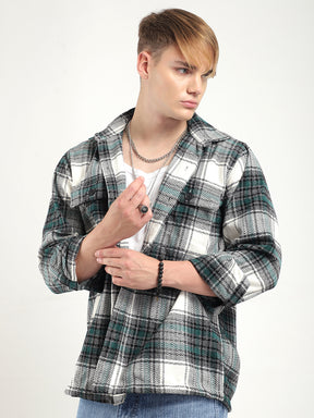 Green Check Shirt Men