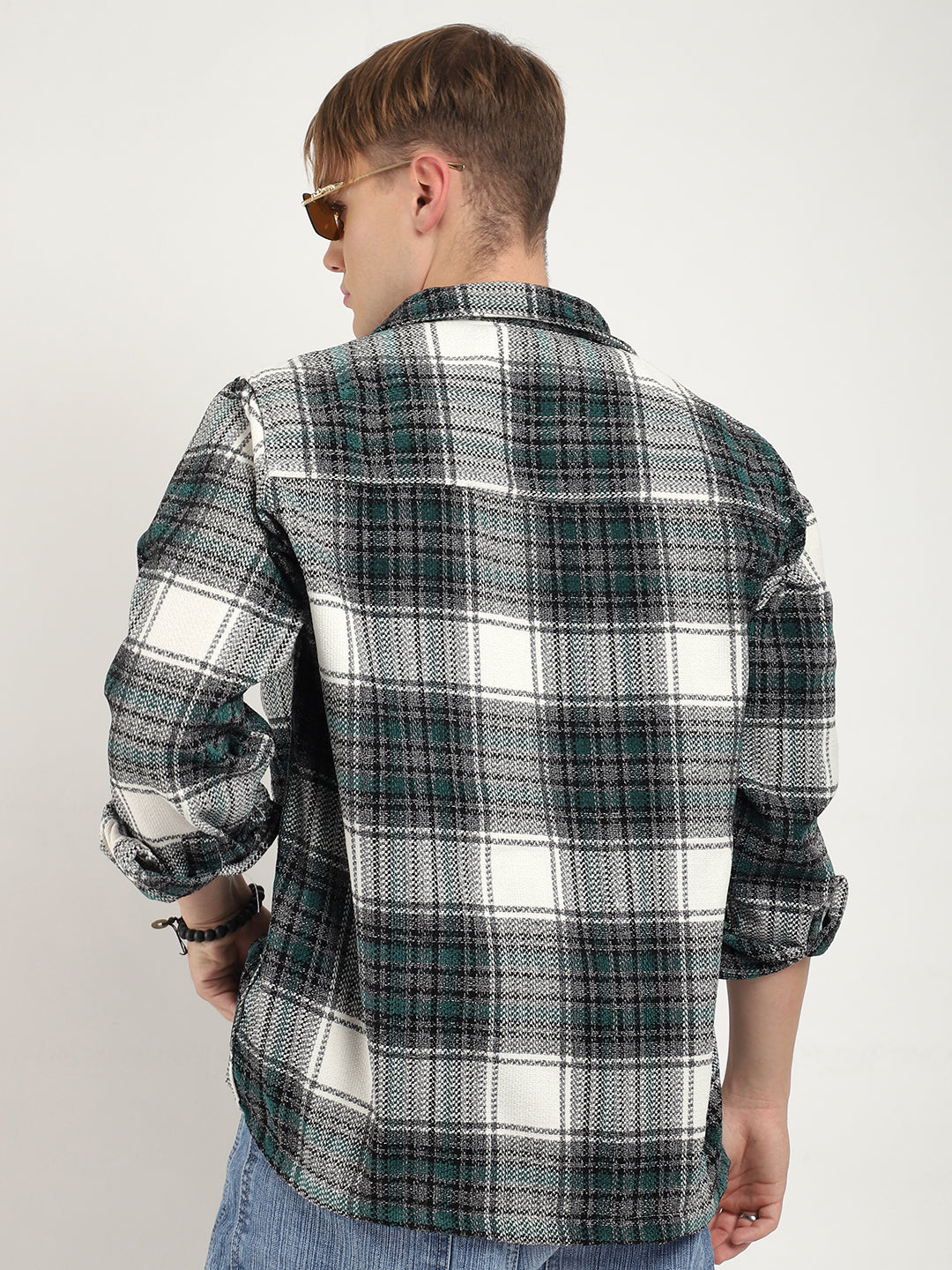 Green Check Shirt Men