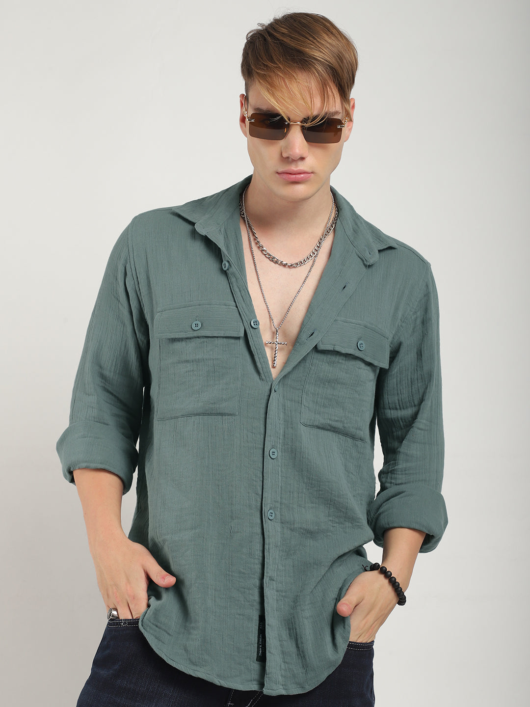 Vero Vibe Lucas Double Clothe Light Green Shirt