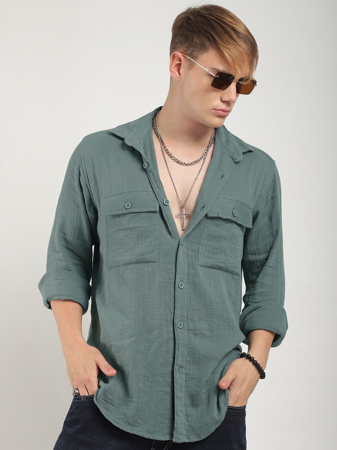 Vero Vibe Lucas Double Clothe Light Green Shirt