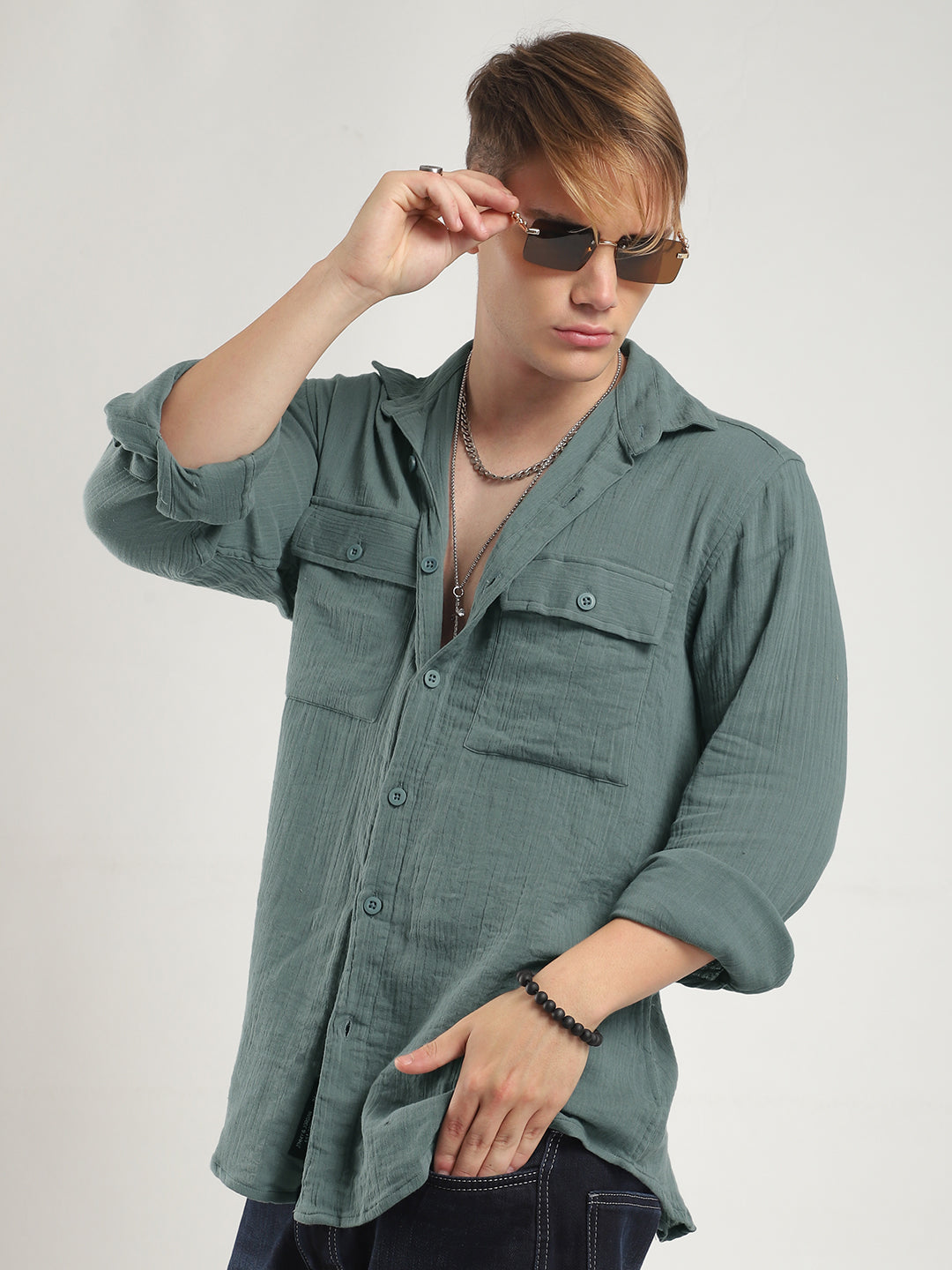 Vero Vibe Lucas Double Clothe Light Green Shirt