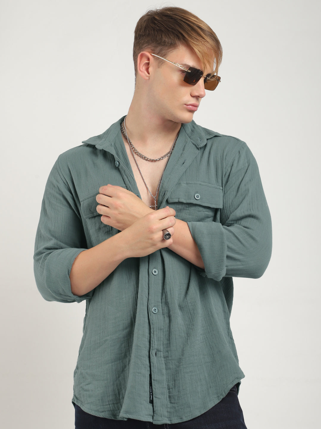 Vero Vibe Lucas Double Clothe Light Green Shirt