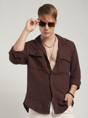 Vero Vibe Lucas Double Clothe Brown Shirt