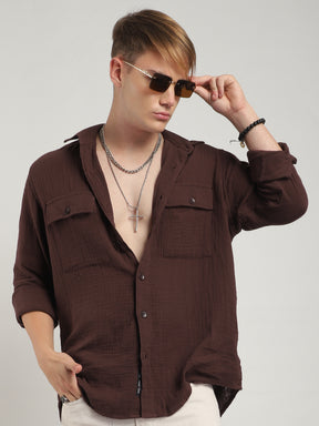 Vero Vibe Lucas Double Clothe Brown Shirt