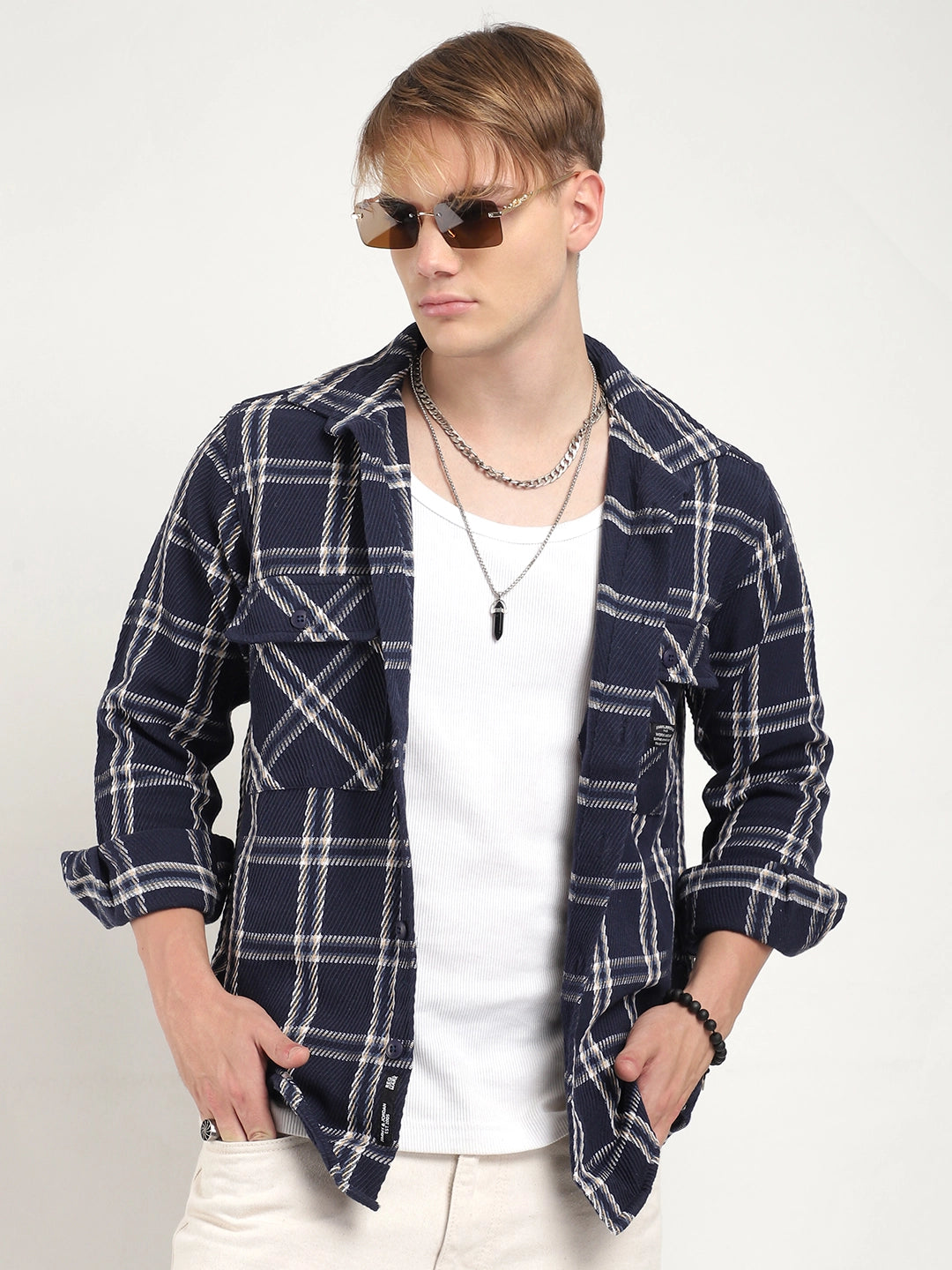 Royal Match Navy Check Full Sleeve Shirt