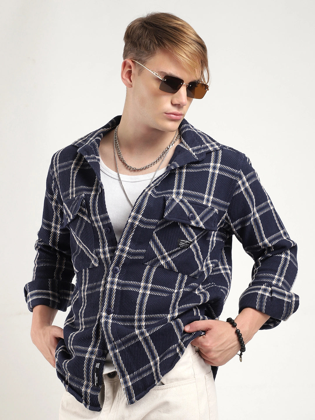 Royal Match Navy Check Full Sleeve Shirt