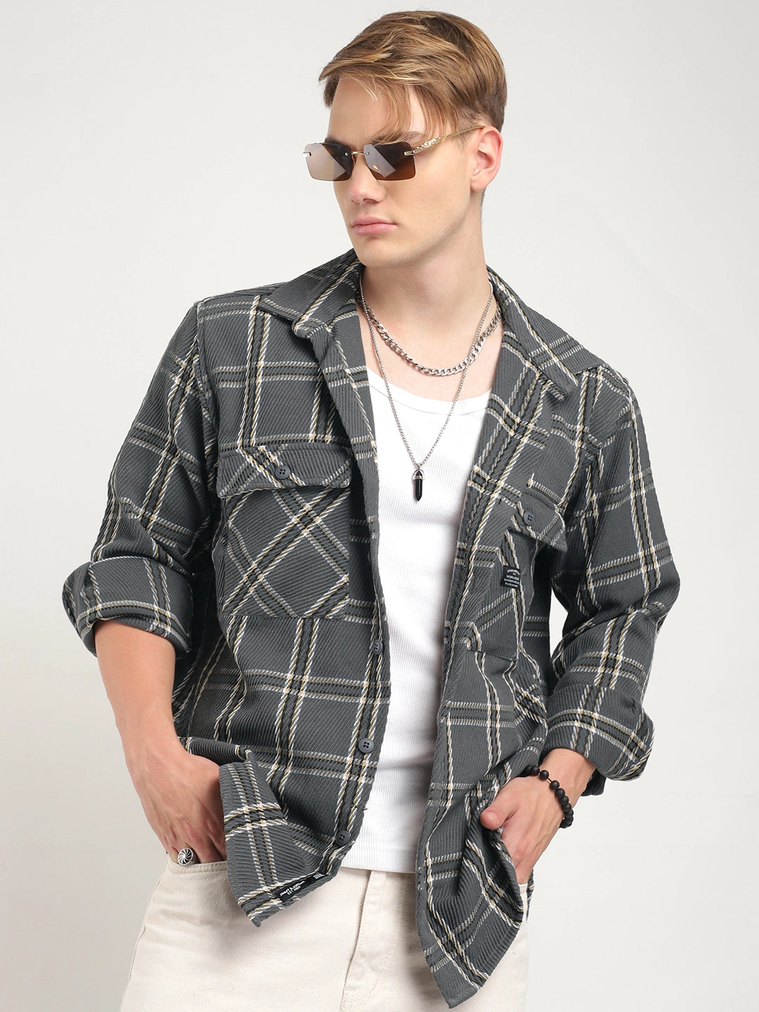 Royal Match Grey Check Full Sleeve Shirt