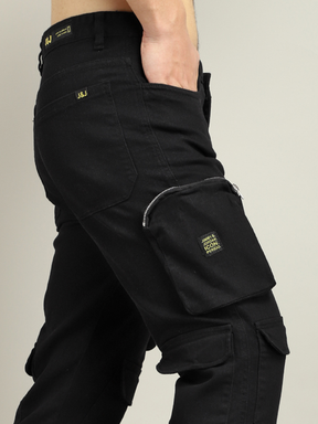 Lucas Multipocket Black Cotton Drill Cargo