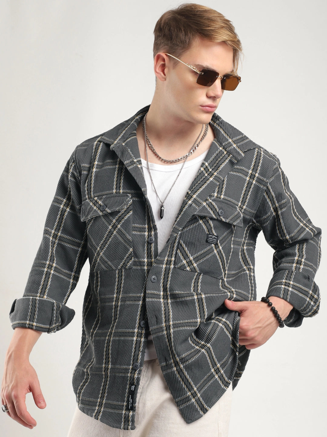 Royal Match Grey Check Full Sleeve Shirt